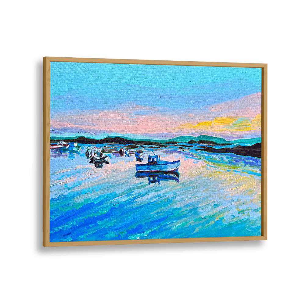 Cape Porpoise Pier By Key And Sea Creative Landscape Art in Oak Wood Plain Frame