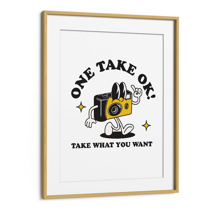 Capturing Moments One Take Ok Quotes and Typography Posters in Oak Wood Frame With Mount