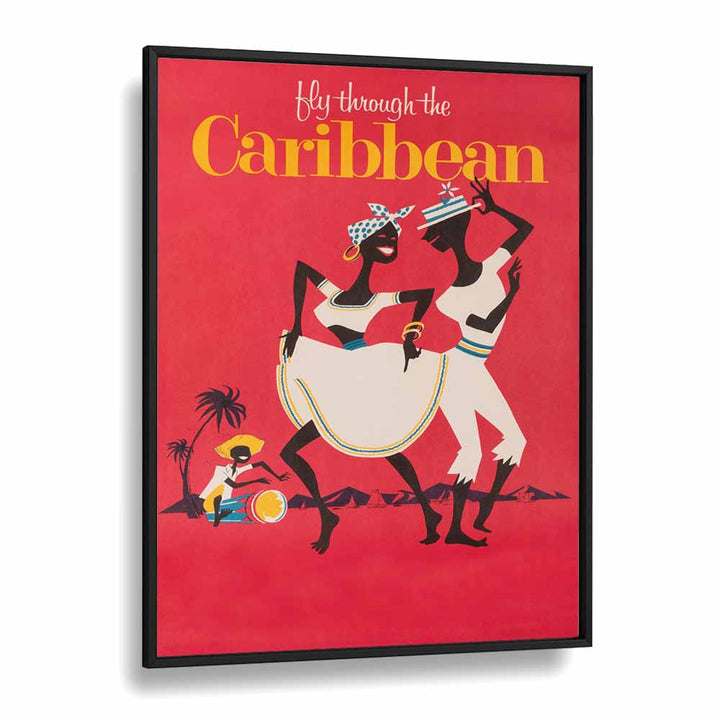 Caribbean  Retro Travel Posters in Black Plain Frame