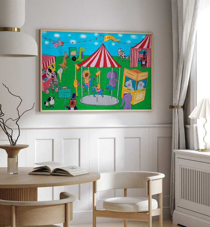 Carousel Fun With Animals By Carla Daly Kids Room Art placed on wal