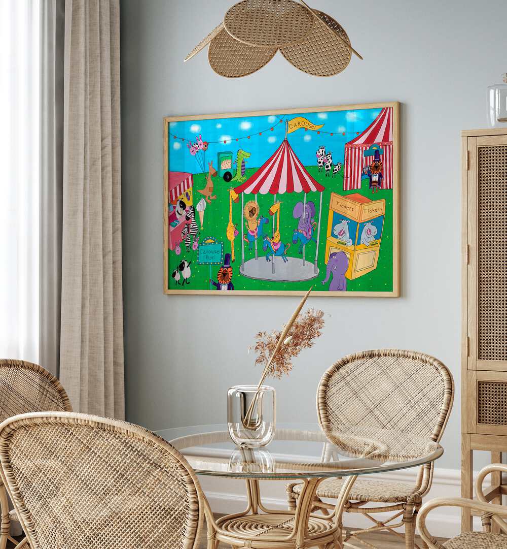 Carousel Fun With Animals By Carla Daly Kids Room Art placed on wall