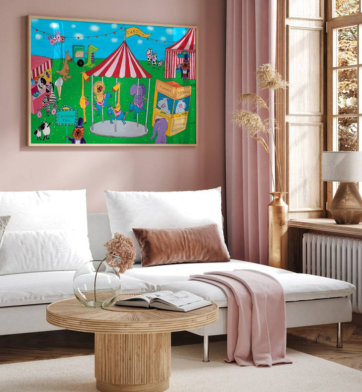 Carousel Fun With Animals By Carla Daly Kids Room Art placed on wall