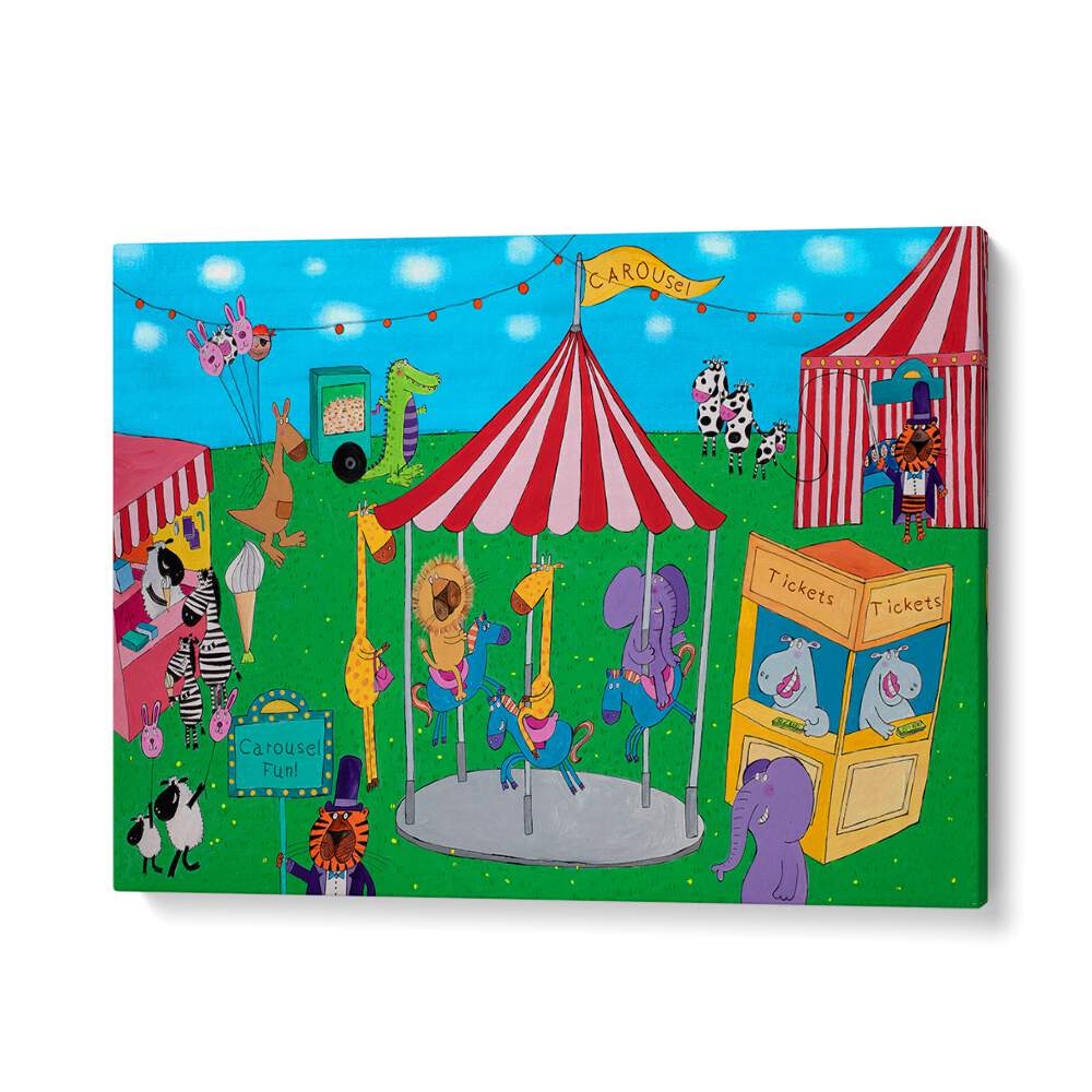 Carousel Fun With Animals By Carla Daly Kids Room Art in Gallery Wrap