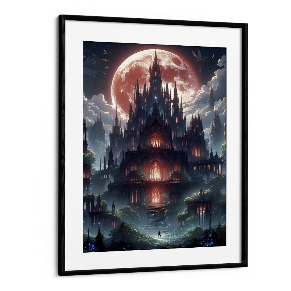 Castle Of Nightmares by Ritvik Takkar Surrealism in Black Frame With Mount