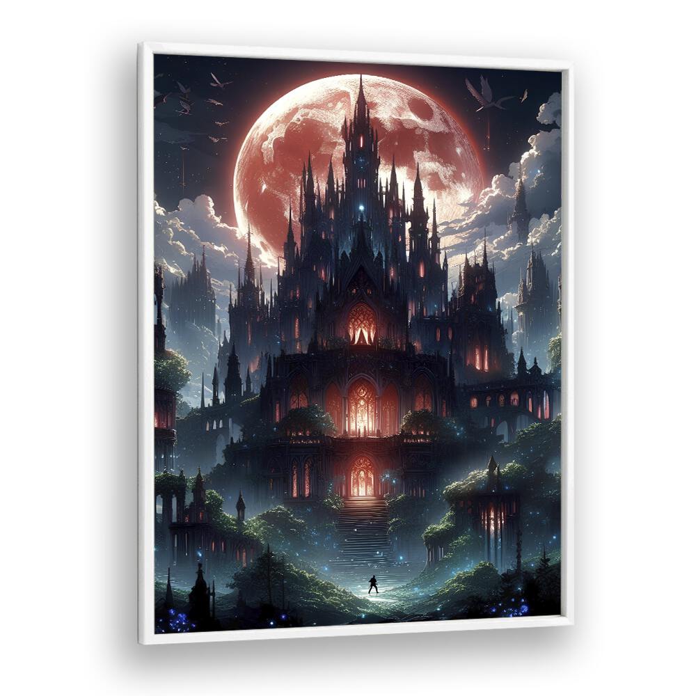 Castle Of Nightmares by Ritvik Takkar Surrealism in White Plain Frame