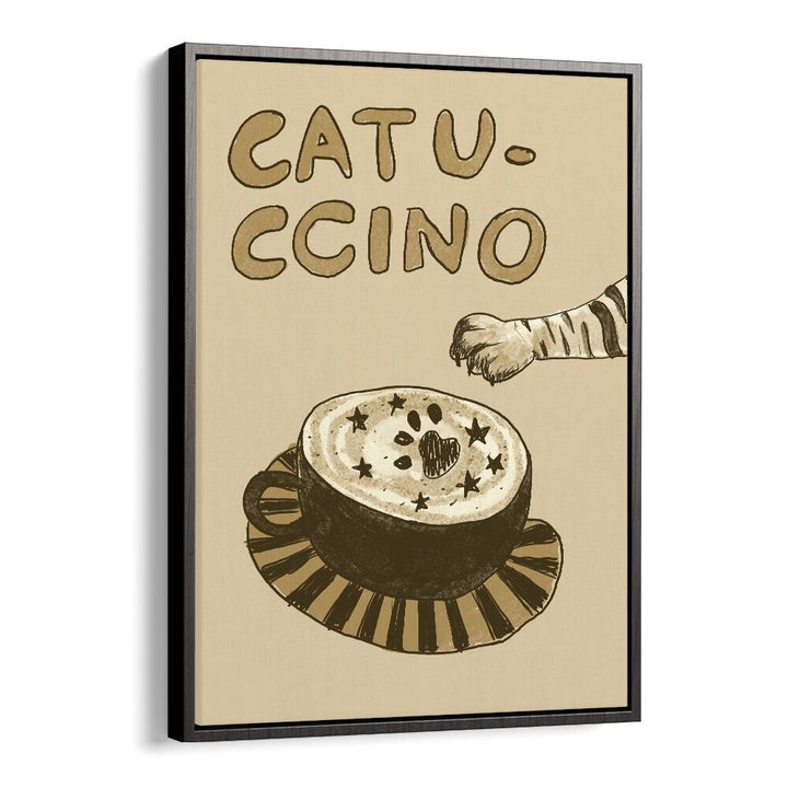 Catuccino by Studio Dolci Cafe Art Prints in Black Floater Frame