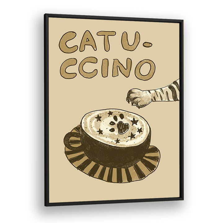 Catuccino by Studio Dolci Cafe Art Prints in Black Plain Frame