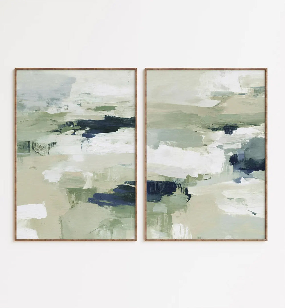 CELADON DRIFT , SET OF 2 PAINTINGS