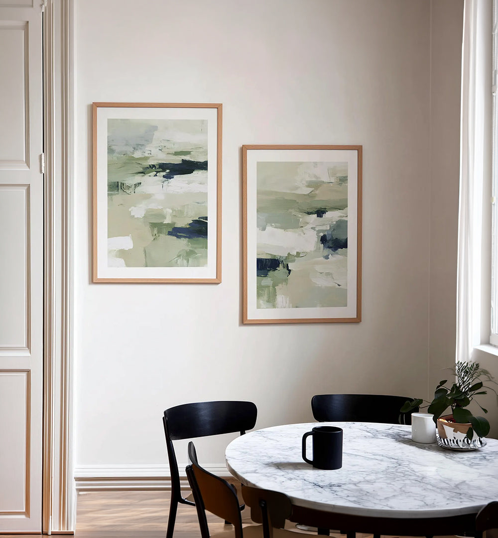 CELADON DRIFT , SET OF 2 PAINTINGS