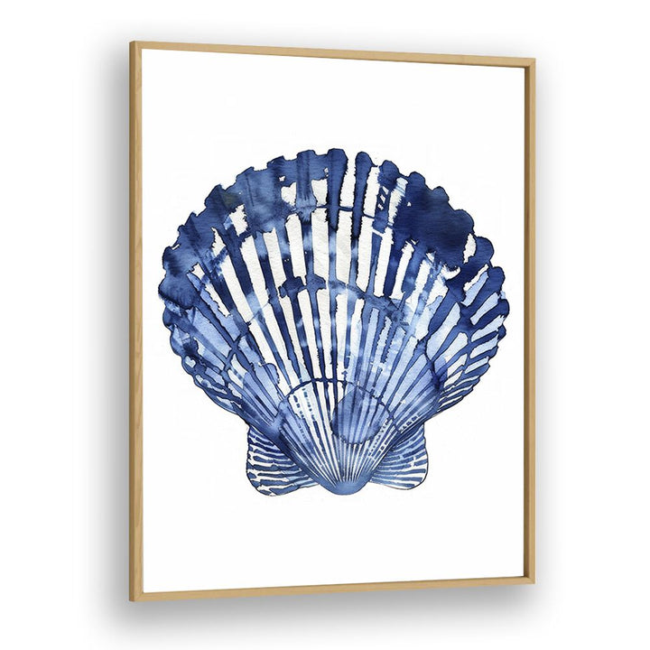 Cerulean Conch I Beach Prints Coastal Wall Art in Oak Wood Plain Frame