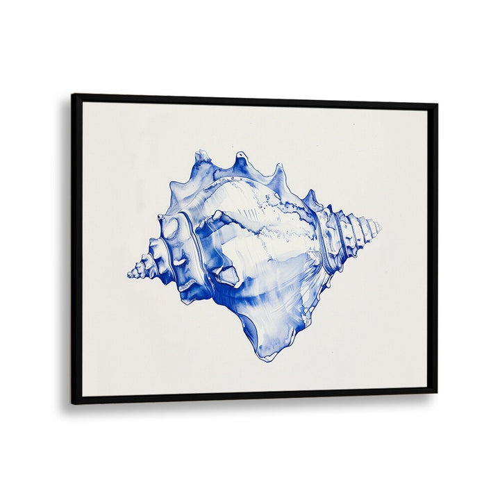 Cerulean Conch Iv Beach Prints Coastal Wall Art in Black Plain Frame