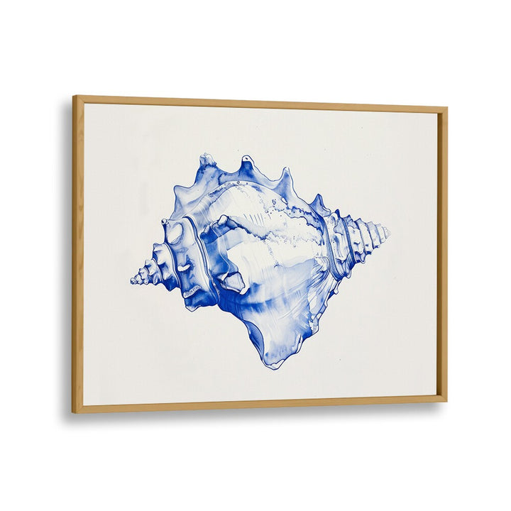 Cerulean Conch Iv Beach Prints Coastal Wall Art in Oak Wood Plain Frame