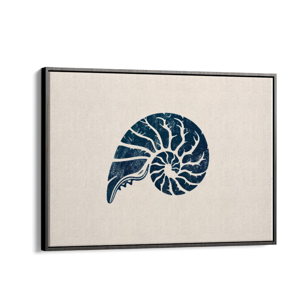 Cerulean Conch V Beach Prints Coastal Wall Art in Black Floater Frame