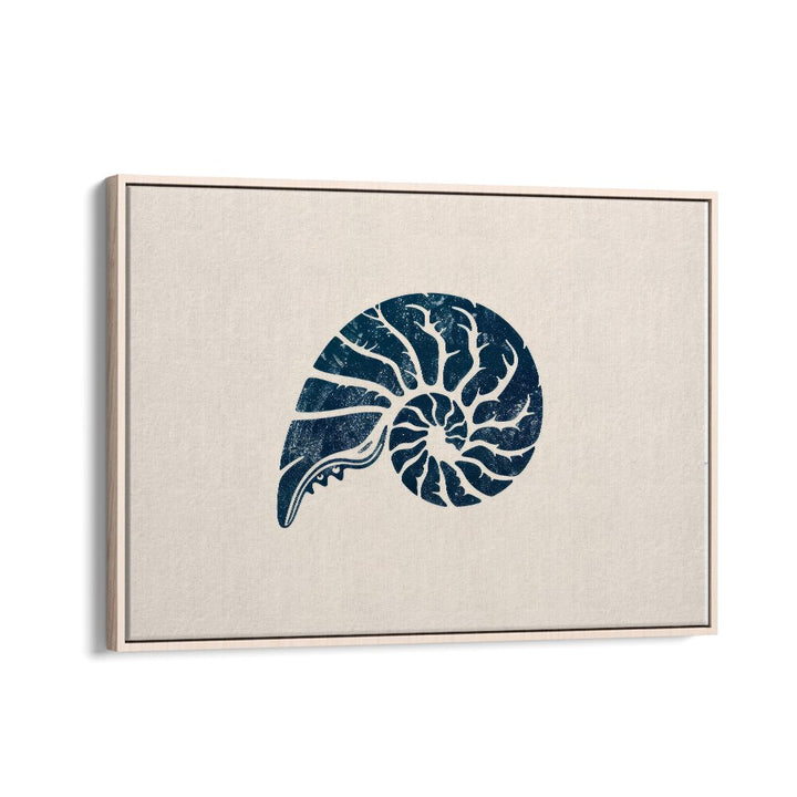 Cerulean Conch V Beach Prints Coastal Wall Art in Oak Wood Floater Frame