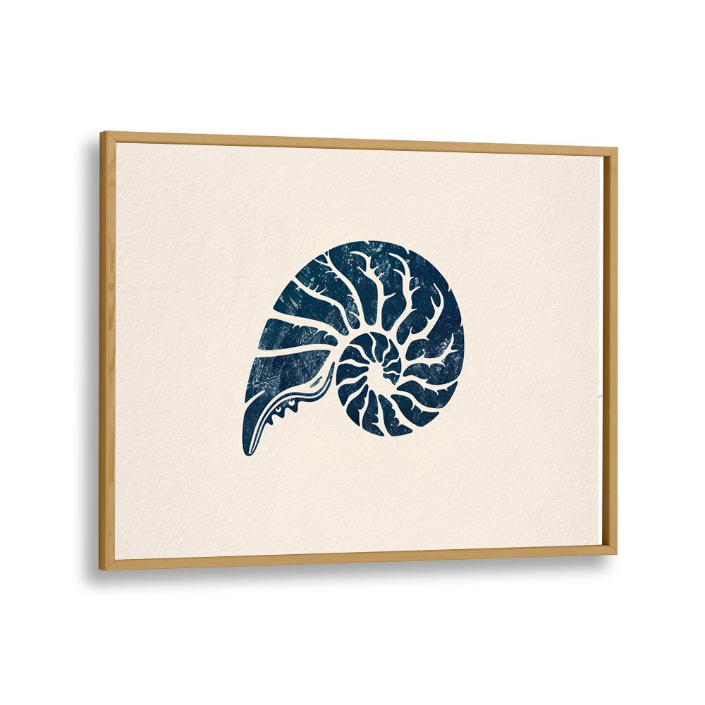 Cerulean Conch V Beach Prints Coastal Wall Art in Oak Wood Plain Frame