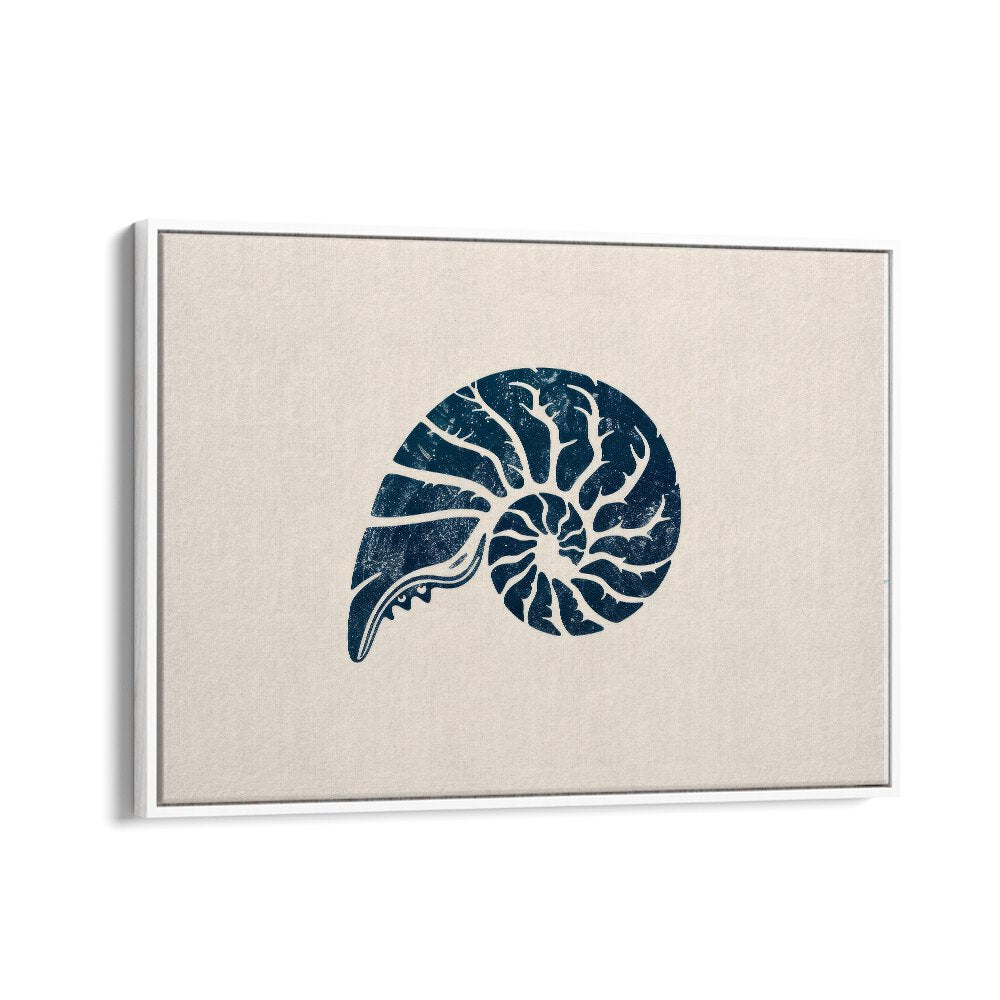 Cerulean Conch V Beach Prints Coastal Wall Art in White Floater Frame