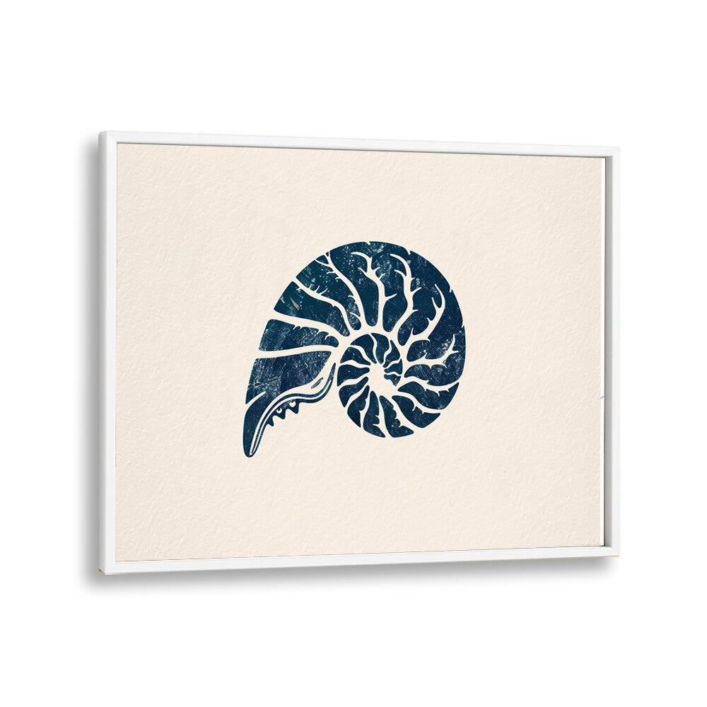 Cerulean Conch V Beach Prints Coastal Wall Art in White Plain Frame