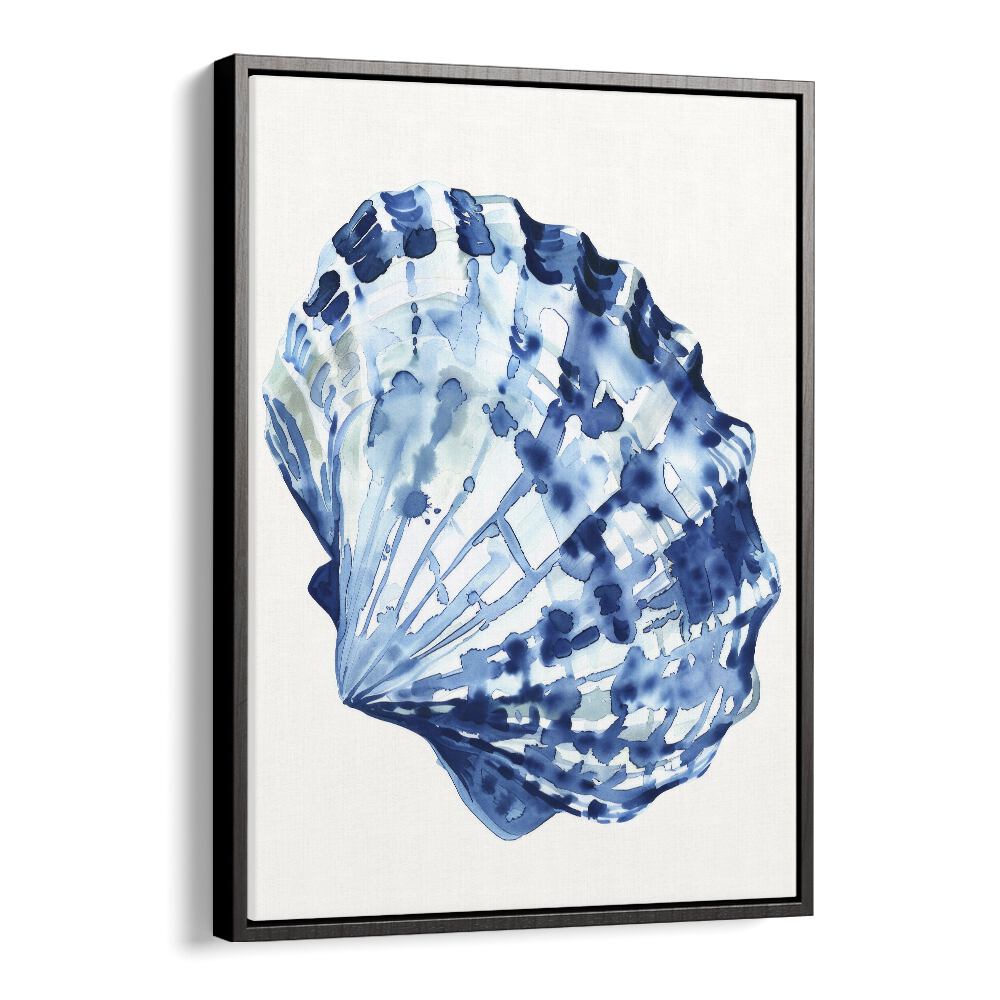 Cerulean Conch ii Beach Prints Coastal Wall Art in Black Floater Frame