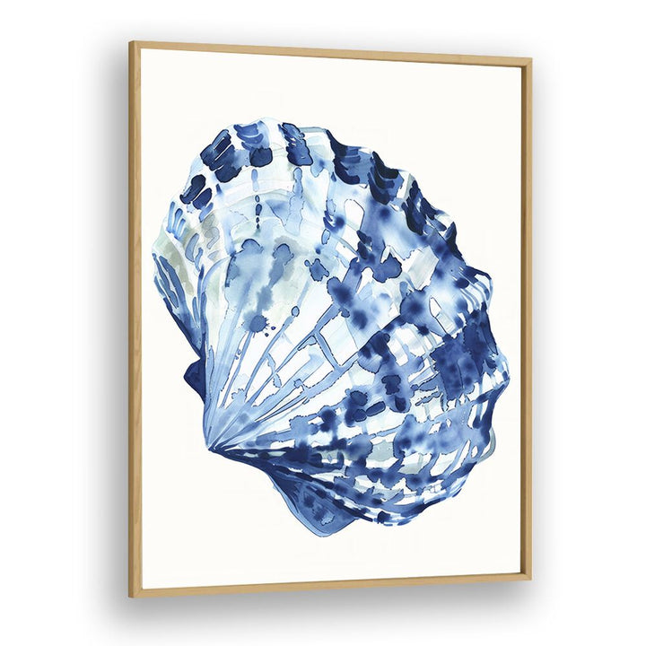 Cerulean Conch ii Beach Prints Coastal Wall Art in Oak Wood Plain Frame