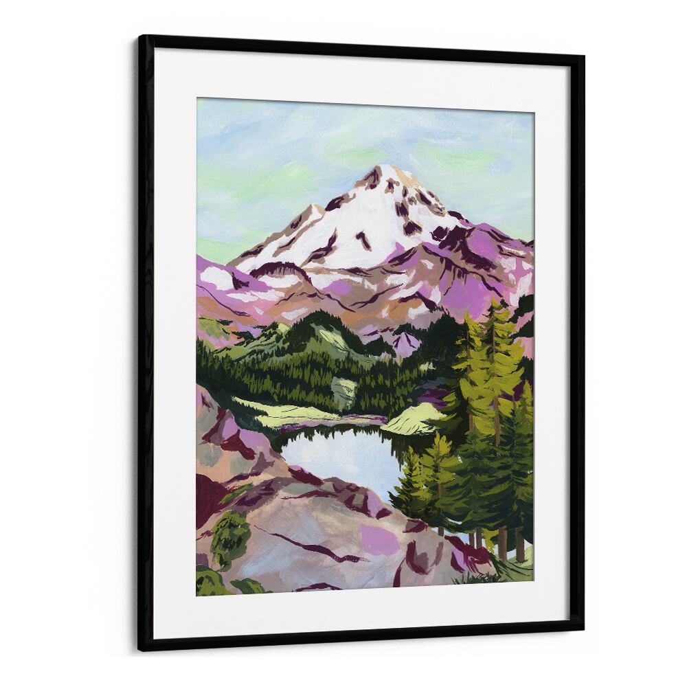 Chain Lakes By Sarah Gesek Landscape Art Prints in Black Frame With Mount