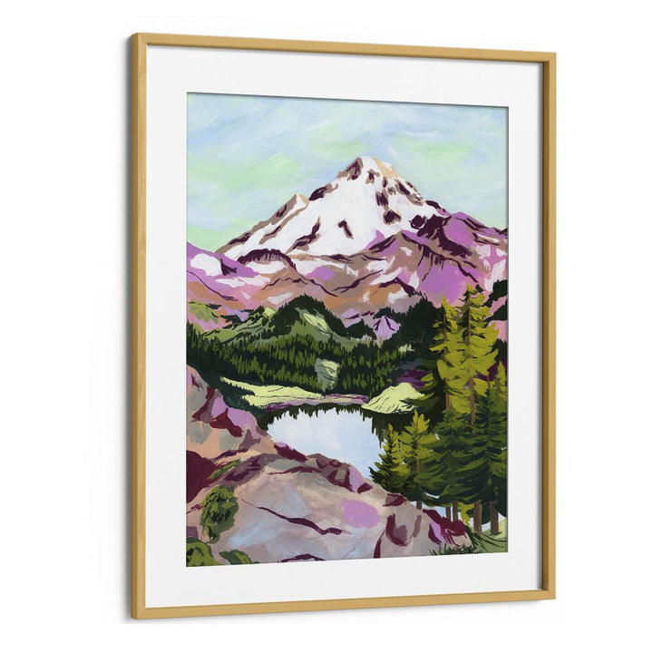 Chain Lakes By Sarah Gesek Landscape Art Prints in Oak Wood Frame With Mount