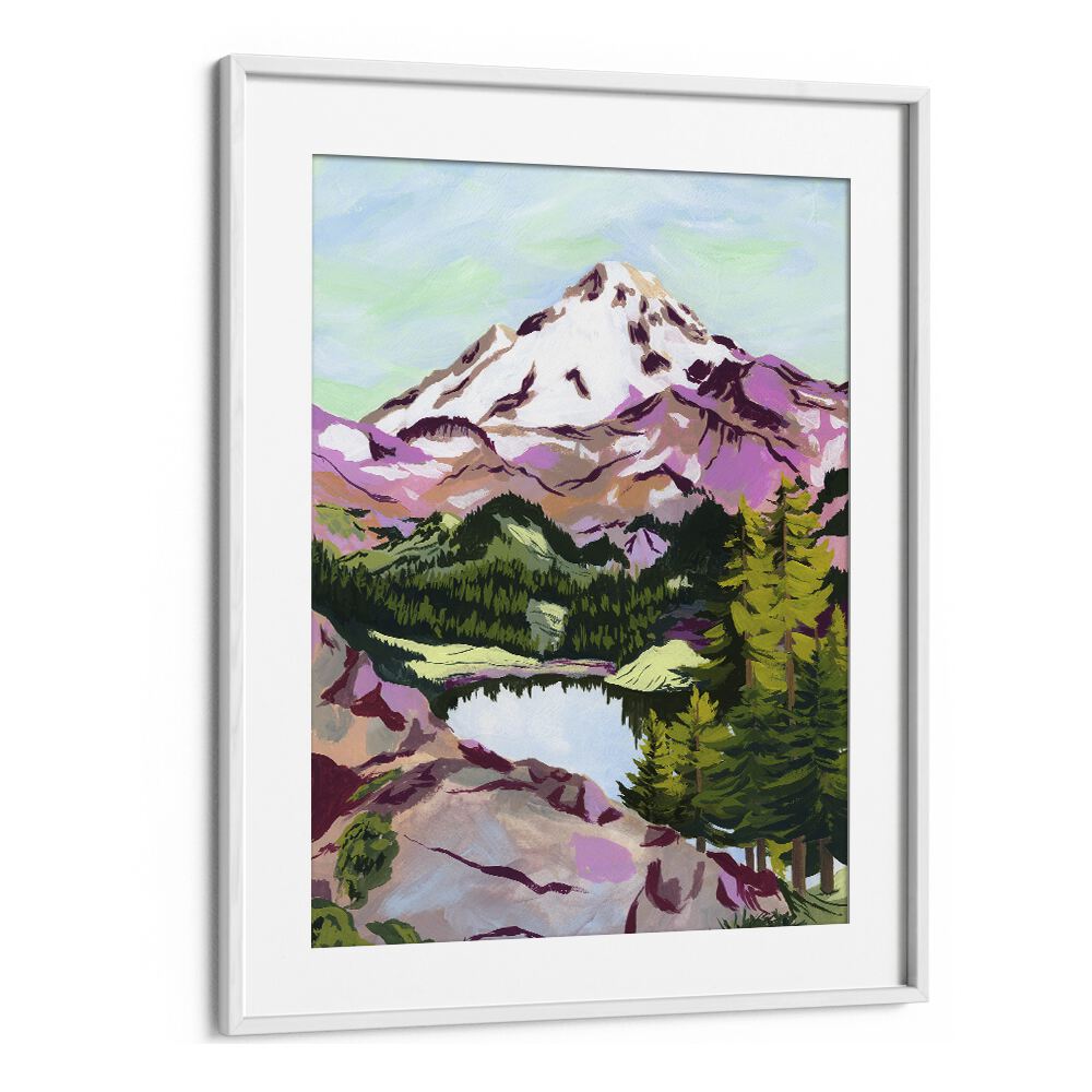 Chain Lakes By Sarah Gesek Landscape Art Prints in White Frame With Mount