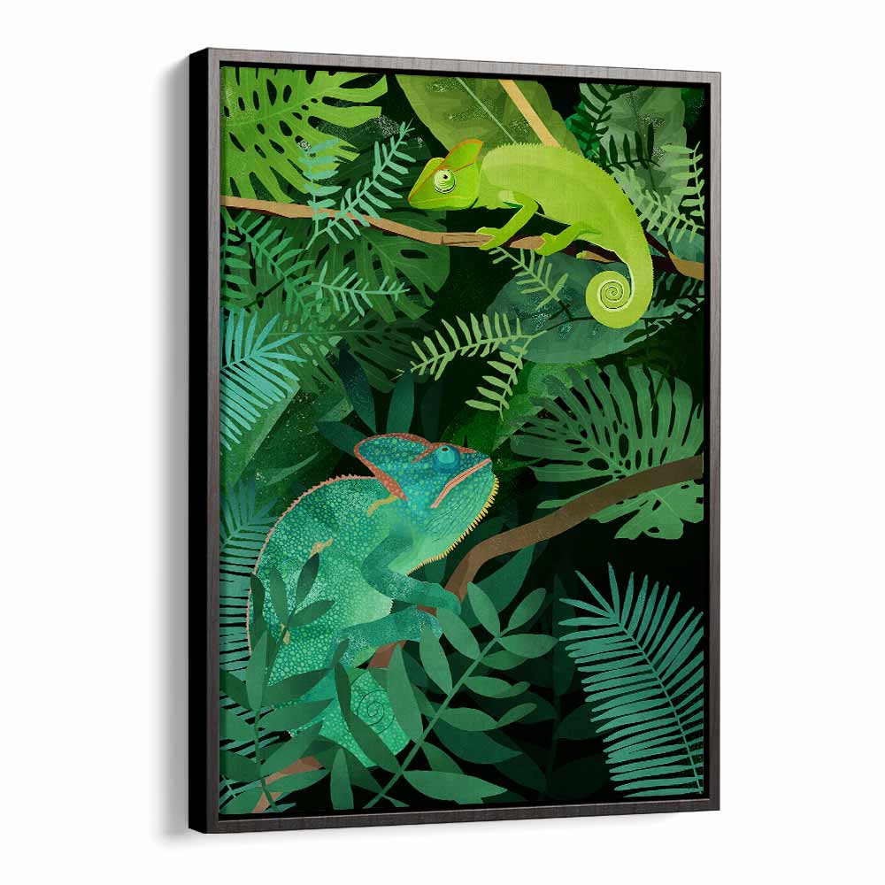 Chameleons By Goed Blauw Kids Room Paintings Kids Room Wall Art in Black Floater Frame