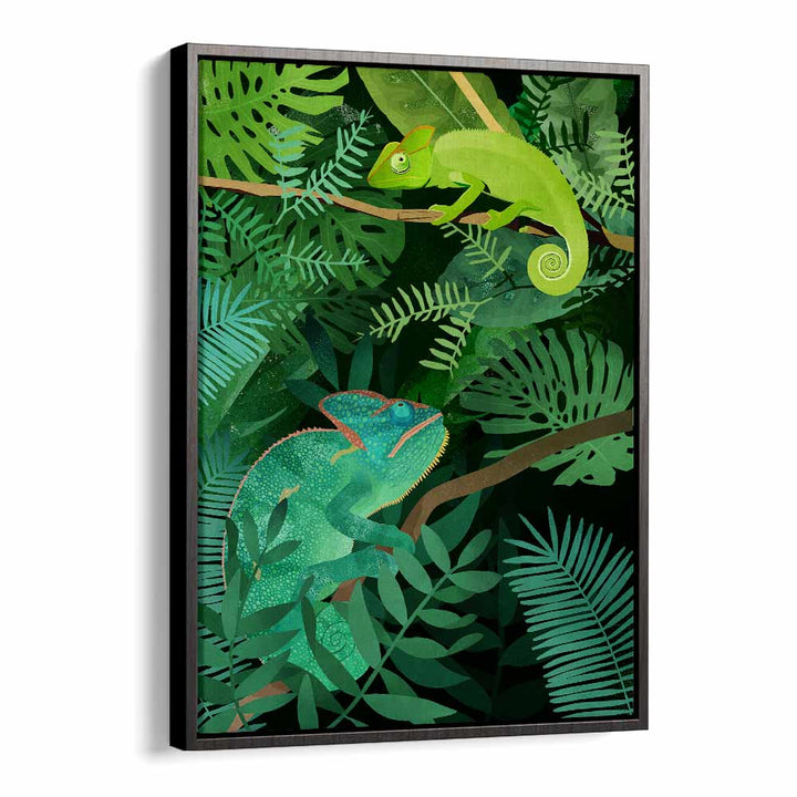 Chameleons By Goed Blauw Kids Room Paintings Kids Room Wall Art in Black Floater Frame