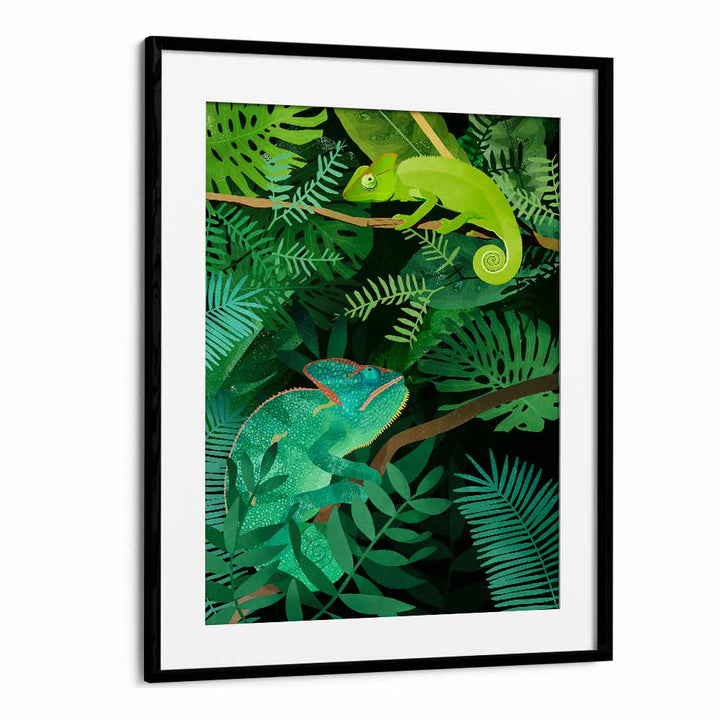 Chameleons By Goed Blauw Kids Room Paintings Kids Room Wall Art in Black Frame With Mount