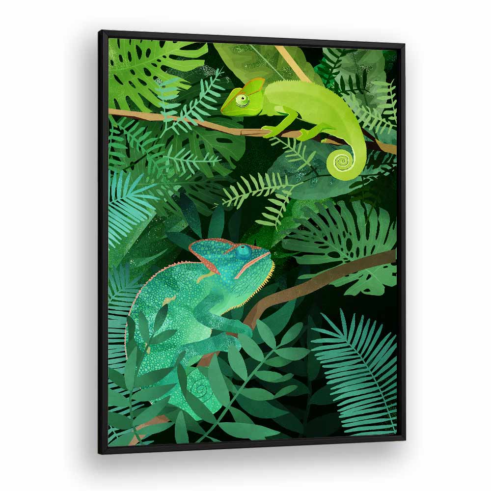 Chameleons By Goed Blauw Kids Room Paintings Kids Room Wall Art in Black Plain Frame