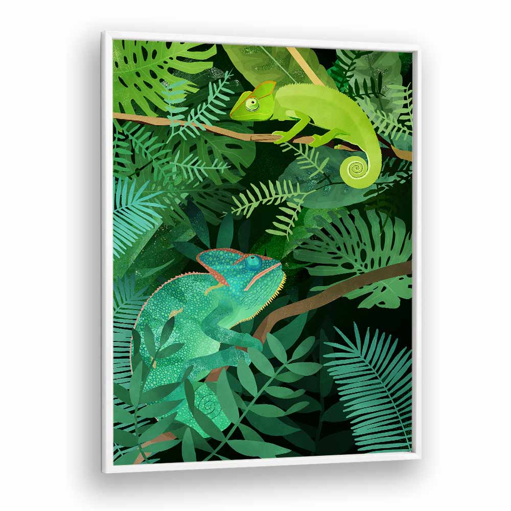 Chameleons By Goed Blauw Kids Room Paintings Kids Room Wall Art in White Plain Frame