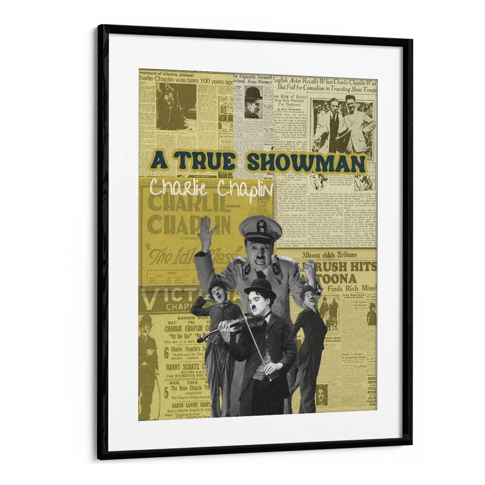 Charlie Chaplin By Grishma Korjani Movie Posters in Black Frame With Mount