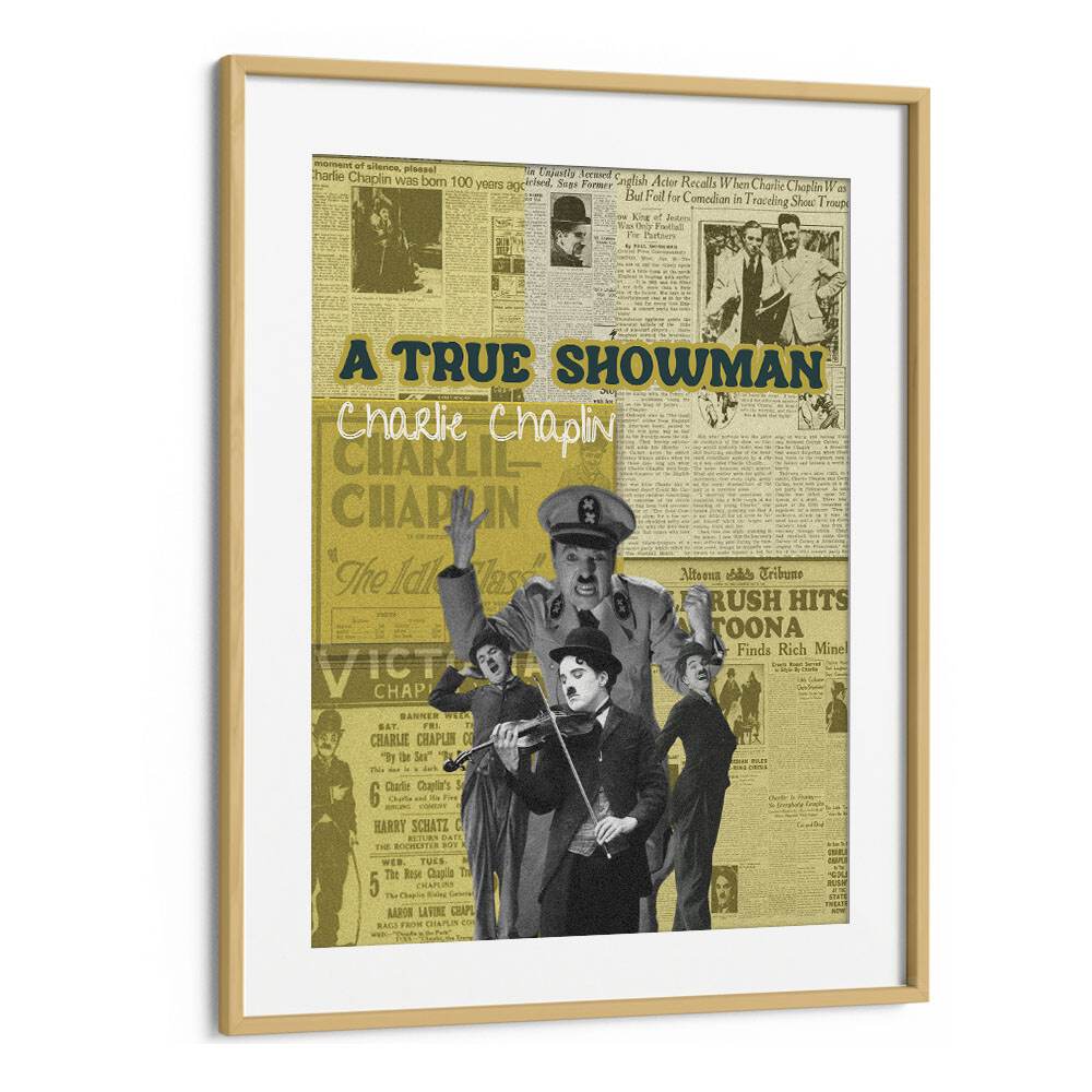 Charlie Chaplin By Grishma Korjani Movie Posters in Oak Wood Frame With Mount