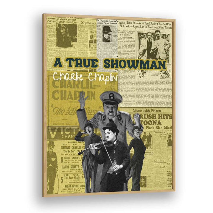 Charlie Chaplin By Grishma Korjani Movie Posters in Oak Wood Plain Frame