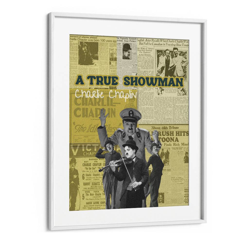 Charlie Chaplin By Grishma Korjani Movie Posters in White Frame With Mount