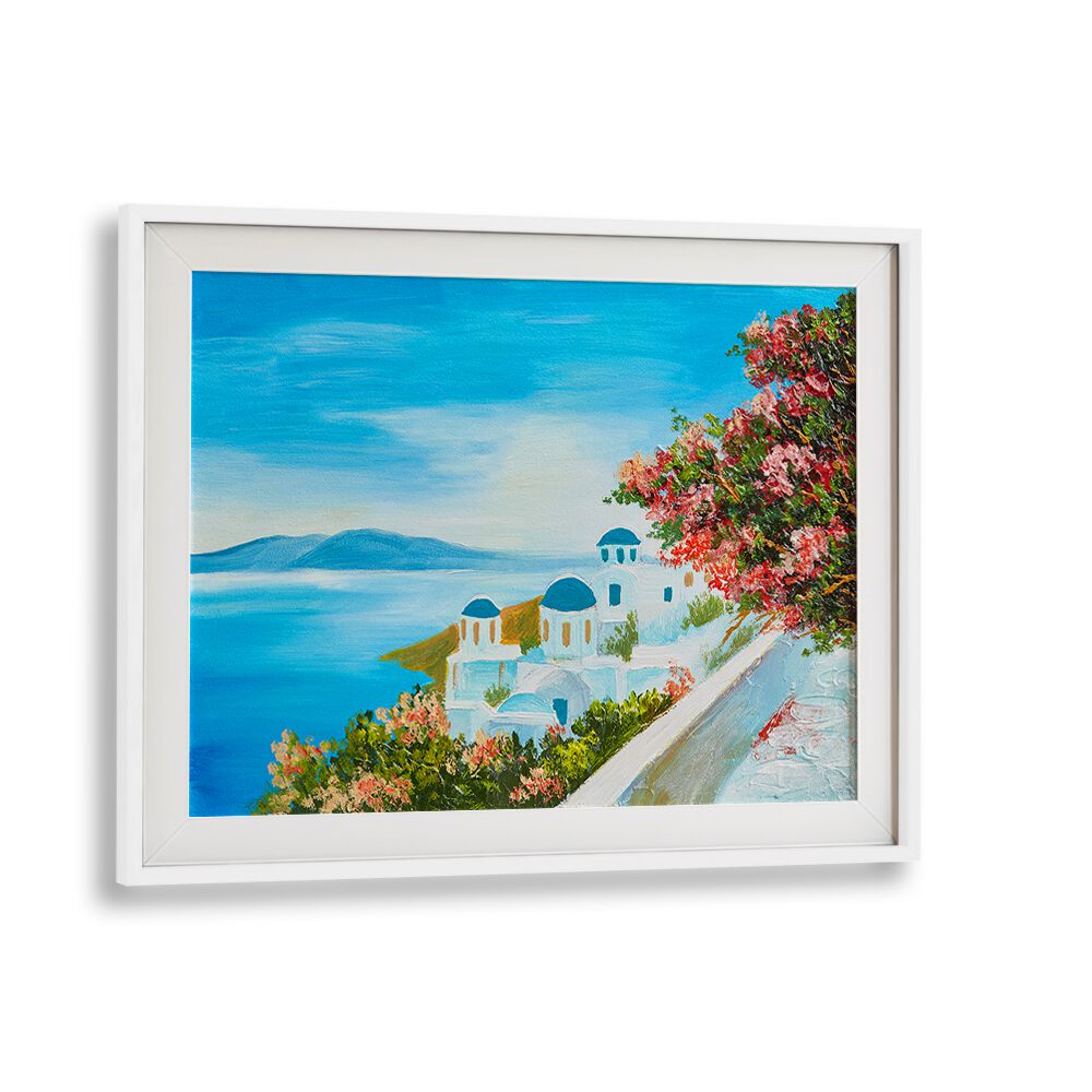 Charming Contrast Vintage European Paintings in White Frame With Mount