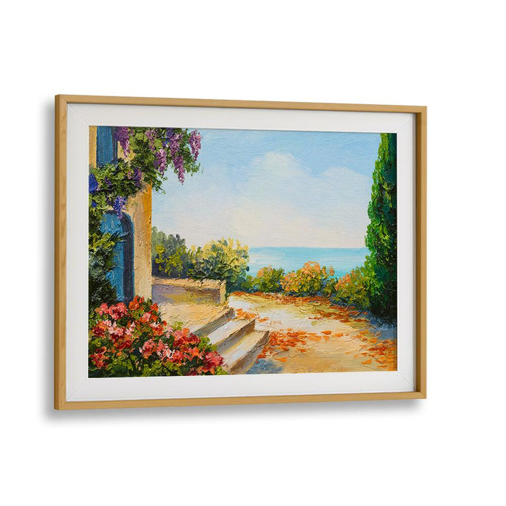 Charming Echoes Vintage European Paintings in Oak Wood Frame With Mount