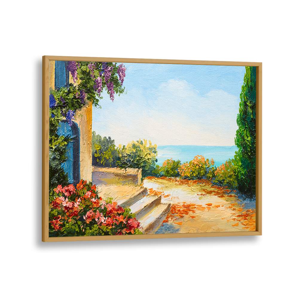 Charming Echoes Vintage European Paintings in Oak Wood Plain Frame