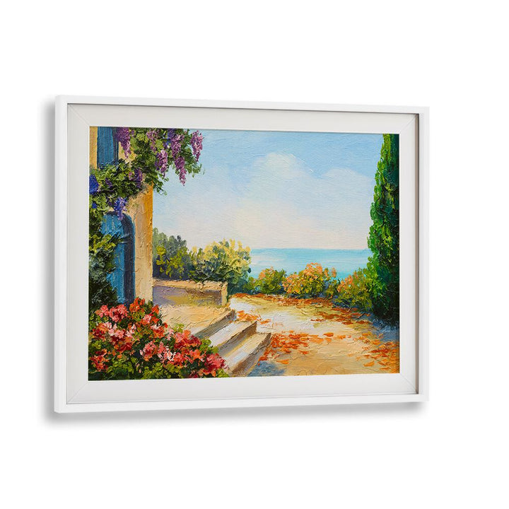 Charming Echoes Vintage European Paintings in White Frame With Mount