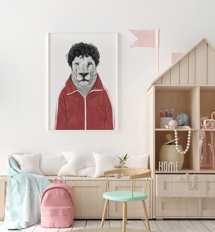 Chas By Balazs Solti Kids Room Art in White Plain Frame placed on a White Colored Wall in the Kids Room