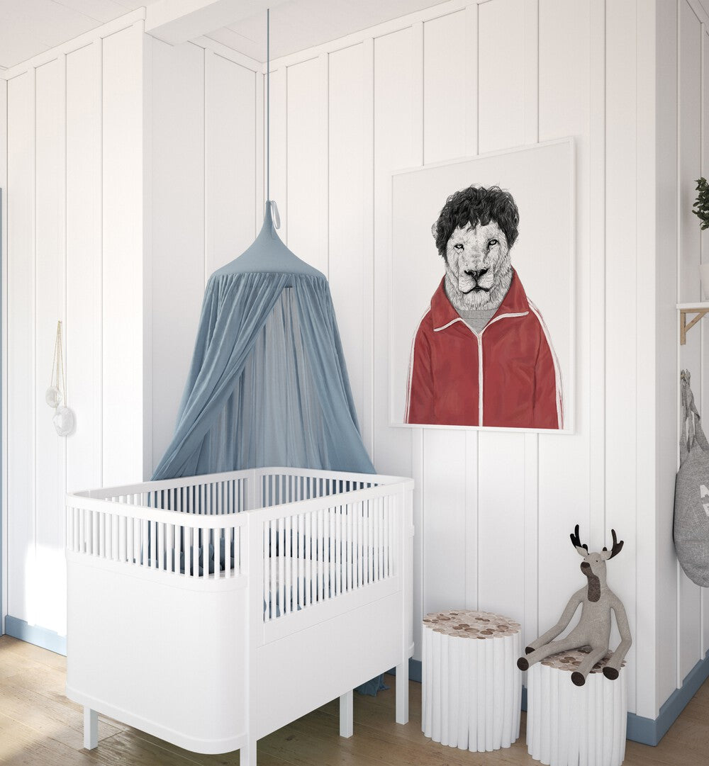 Chas By Balazs Solti Kids Room Art in White Plain Frame placed on a White Colored Wall in the Kids Room