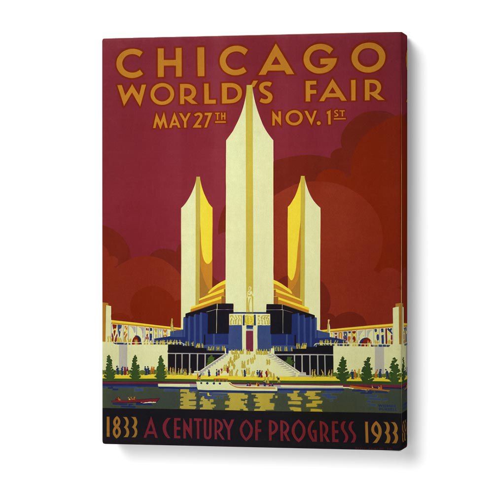 Chicago World Fair  Retro Travel Posters in Gallery Wrap