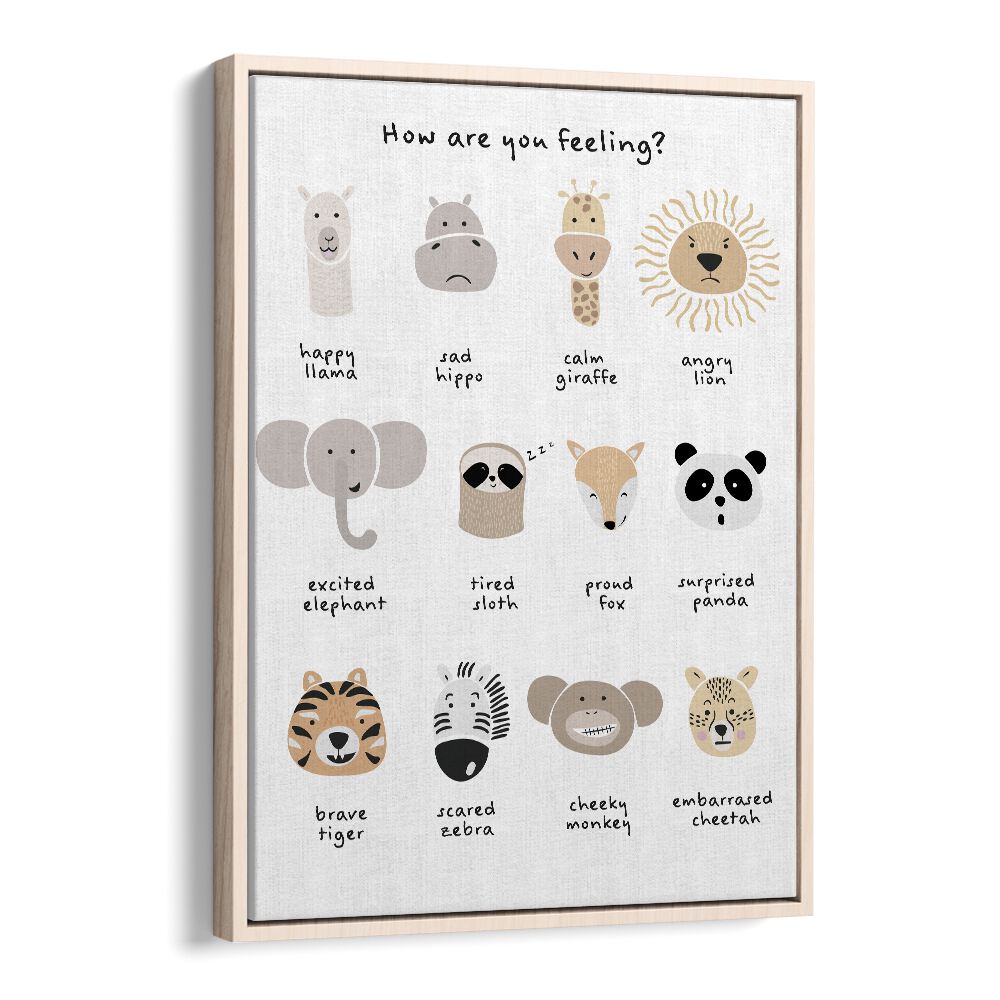 Children Emotional Chart I By Sarah Manovski Kids Room Art in Oak Wood Floater Frame