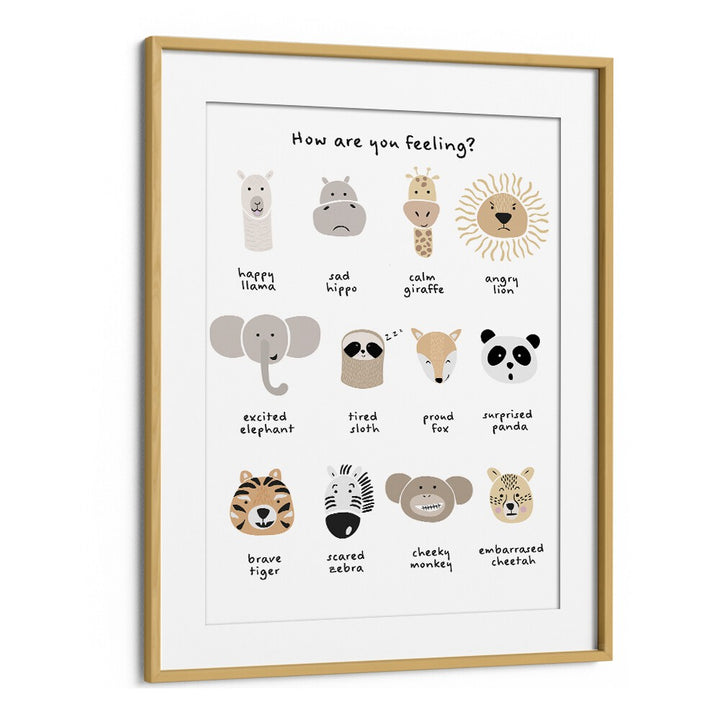 Children Emotional Chart I By Sarah Manovski Kids Room Art in Oak Wood Frame With Mount