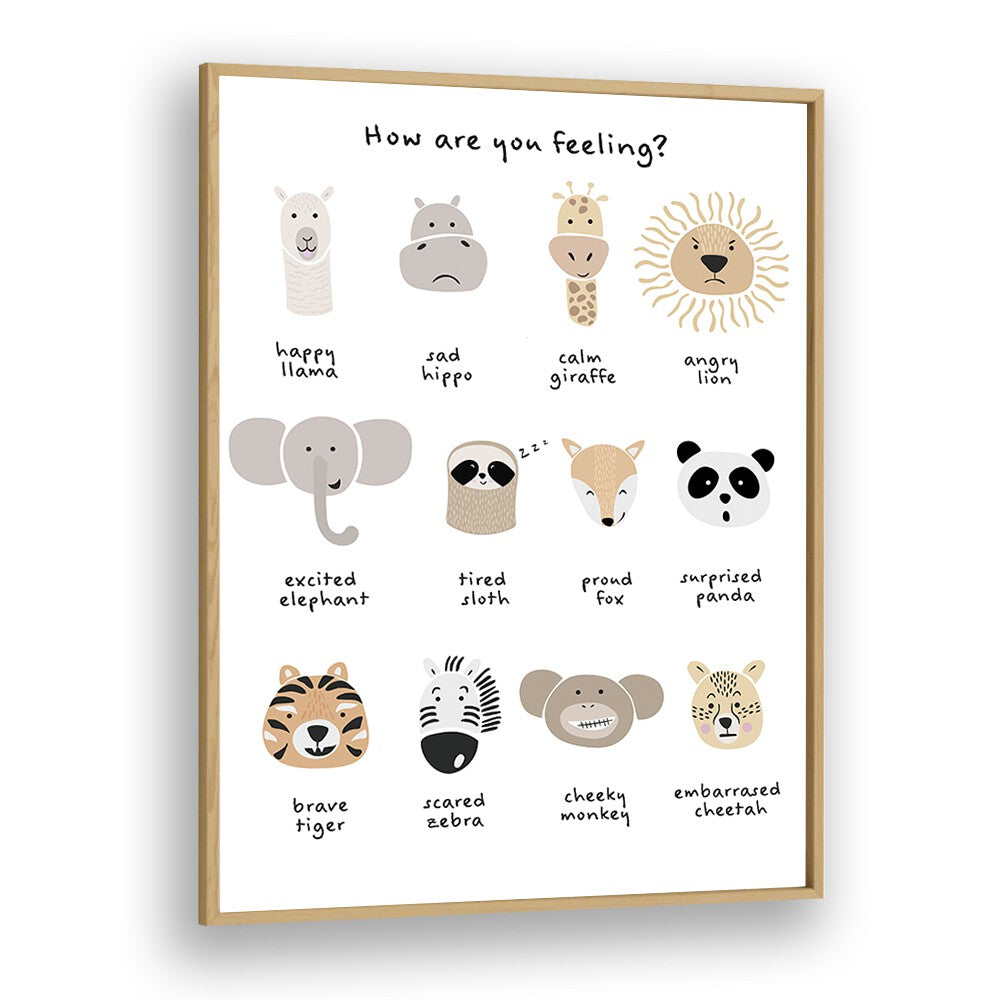 Children Emotional Chart I By Sarah Manovski Kids Room Art in Oak Wood Plain Frame