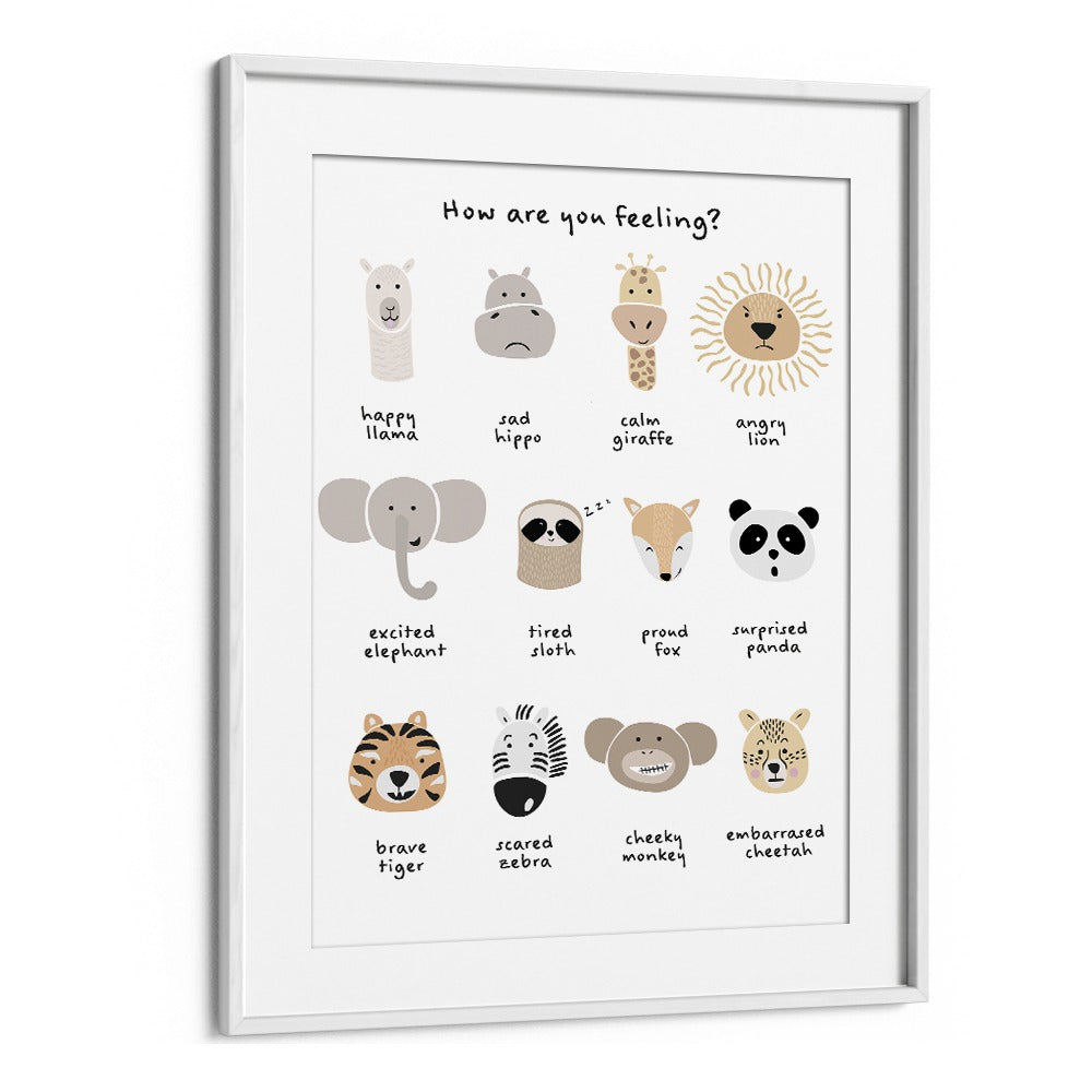 Children Emotional Chart I By Sarah Manovski Kids Room Art in White Frame With Mount