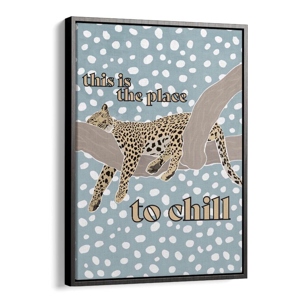 Children's Leopard Typography By Sarah Manovski Kids Room Art in Black Floater Frame