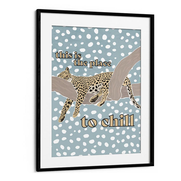 Children's Leopard Typography By Sarah Manovski Kids Room Art in Black Frame With Mount