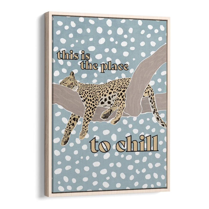 Children's Leopard Typography By Sarah Manovski Kids Room Art in Oak Wood Floater Frame