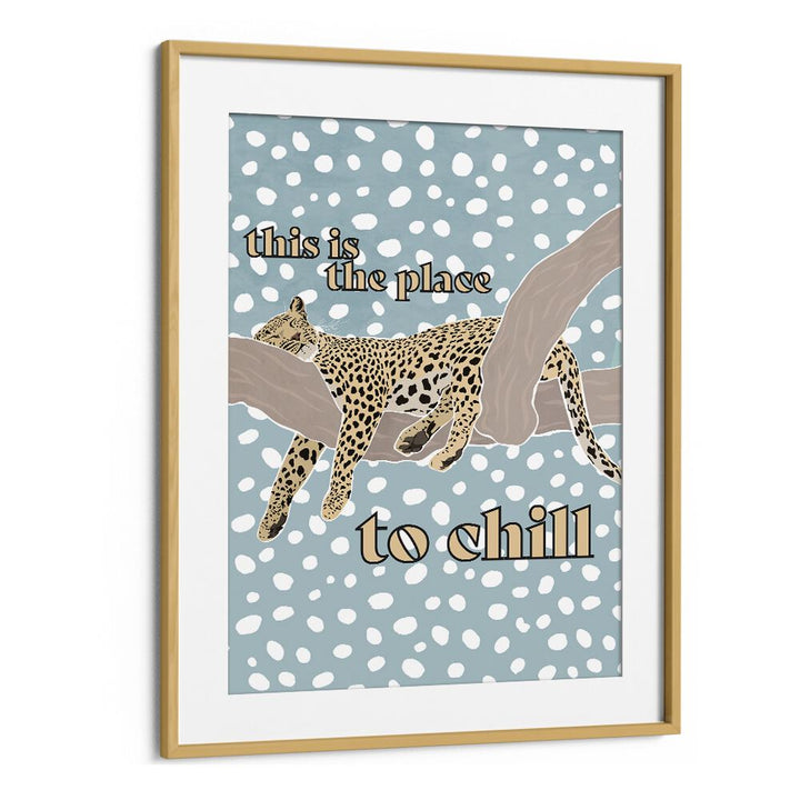 Children's Leopard Typography By Sarah Manovski Kids Room Art in Oak Wood Frame With Mount